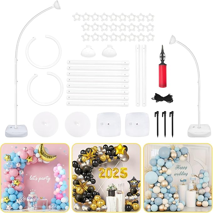AerWo Balloon Arch Kit 8.2FT & 6FT, Free Bending Top Half Balloon Arch Stand by AerWo