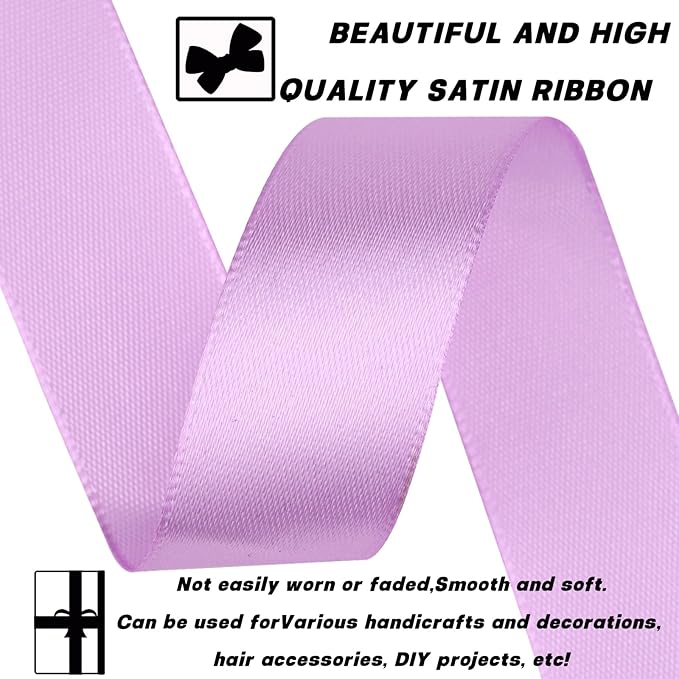 Lilac Purple 7/8 Inch 60 Yards Satin Craft Ribbon - Image 3