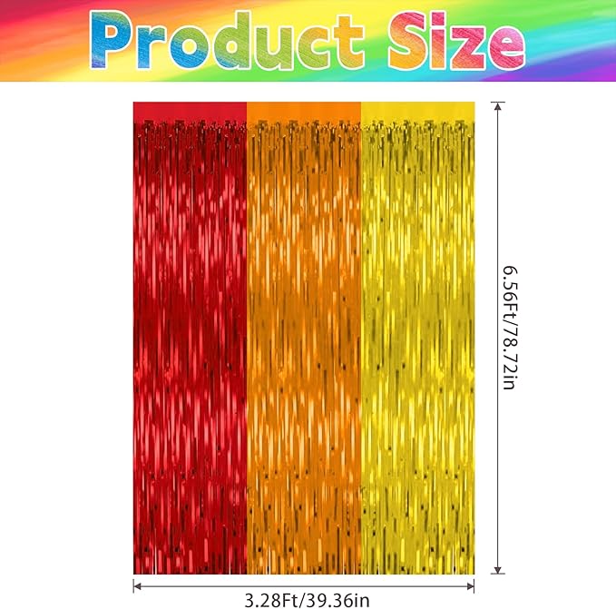 2 Pack Rainbow Backdrop Curtains, 3.28 Ft x 6.56 Ft Rainbow Party Decorations - Image 2
