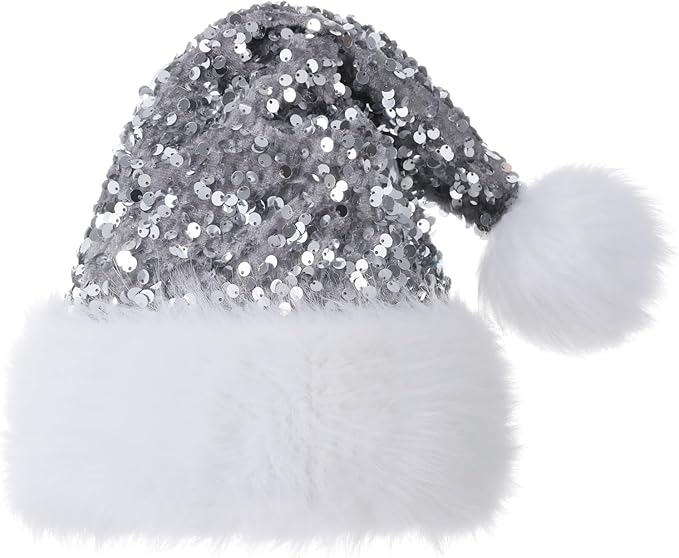 Personalized Sequin Santa Hat for Adults, Xmas Halloween New Year Holiday by Unknown