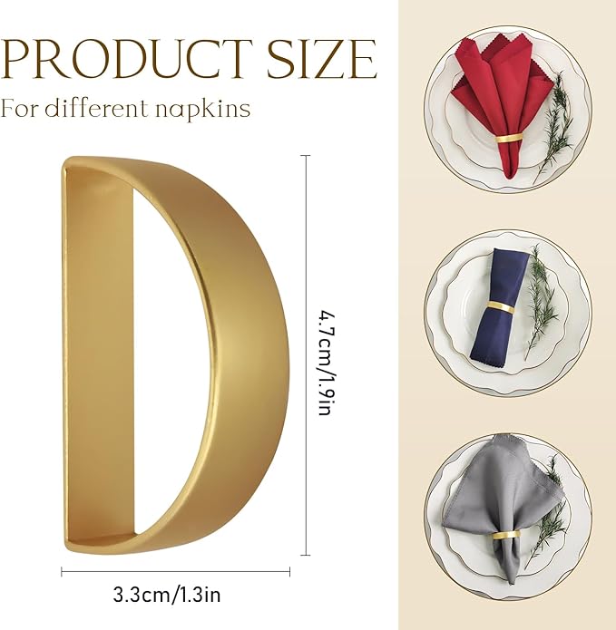 12PCS Gold Napkin Rings, Metal Napkin Rings, Fall Thanksgiving Christmas Table - Image 2