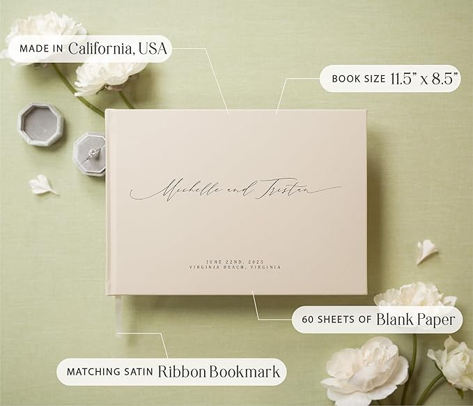 MUUJEE Personalized Guestbook in Oats- Premium Custom Modern Guest Book - Image 3