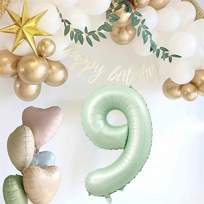 40 Inch Olive Green Number 9 Balloon Big Self Inflating Foil Number Balloons 0-9 - Image 3