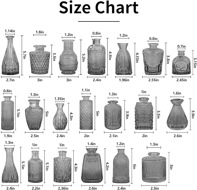 20 Pcs Black Glass Bud Vases- Set Gray Small Vases - Image 6
