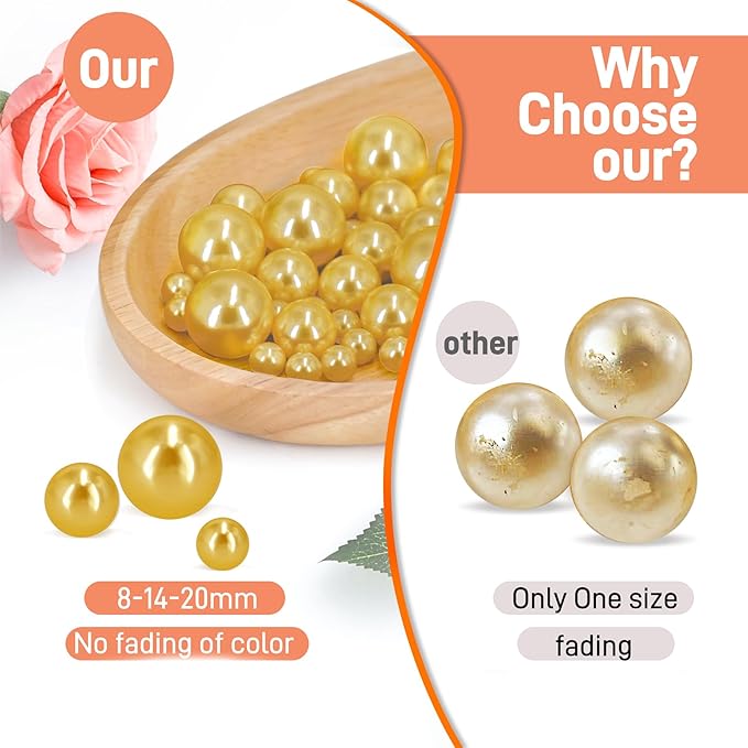120 PCS 8/14/20mm No Hole Polish Pearl Beads - Image 3