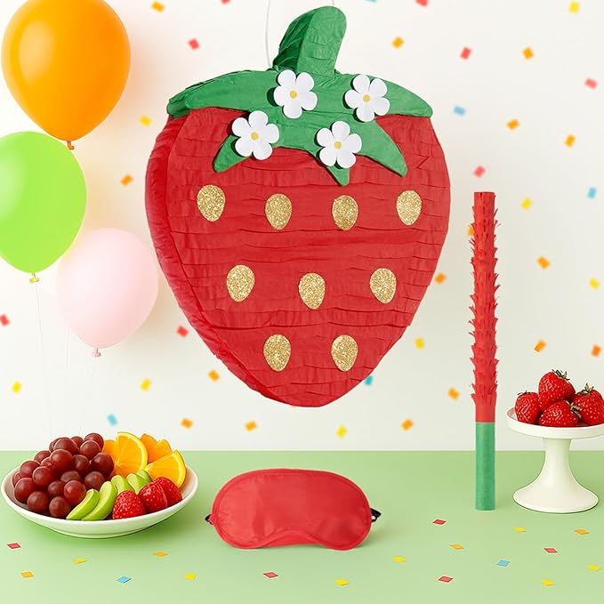 Wernnsai Red Strawberry Piñata For Kids - Image 2