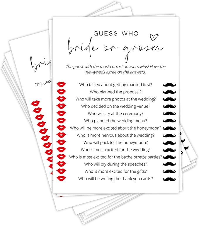 Bridal Shower Games, Bride or Groom, Wedding Shower Games by Tsunerrorami