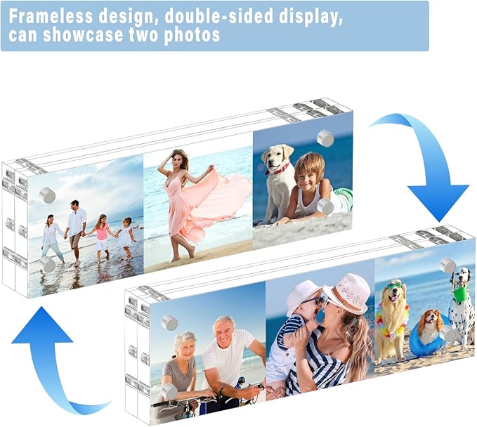 HELPLEX Acrylic Frame, 5 Pack 2x6 Photo Booth Frames, 20mm Thicker Frameless - Image 4