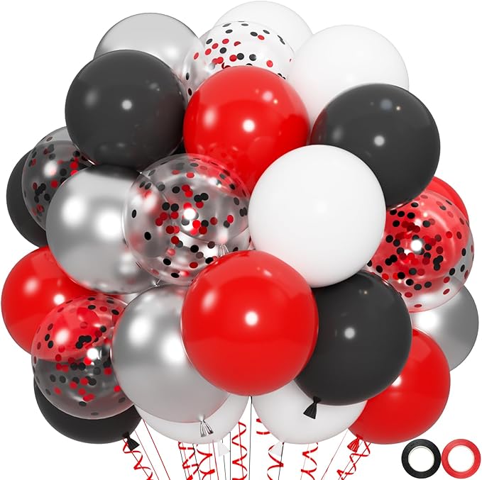 100pcs Red Black White Balloons Kit by OWPFJG