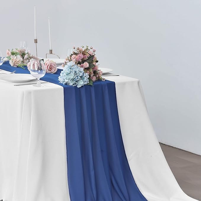 2 Pack 10Ft Royal Blue Chiffon Table Runner Sheer 29x120 Inch - Image 6