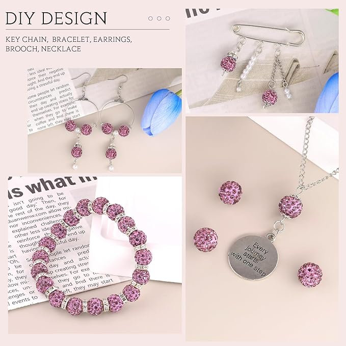 200pcs 10mm Light Purple Rhinestone Beads - Image 5