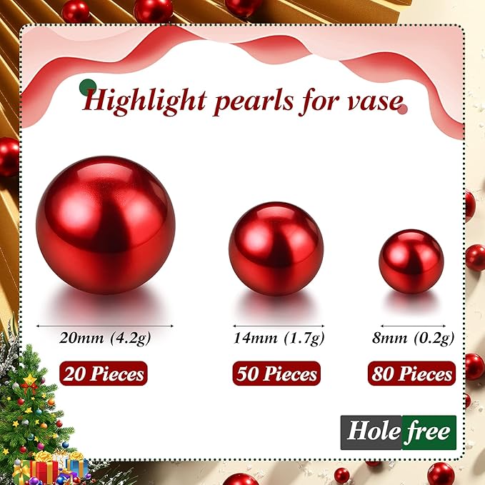 150 Pieces Vase Filler Faux Pearls Vase Makeup Beads No Hole Gloss Bead Mixed - Image 2
