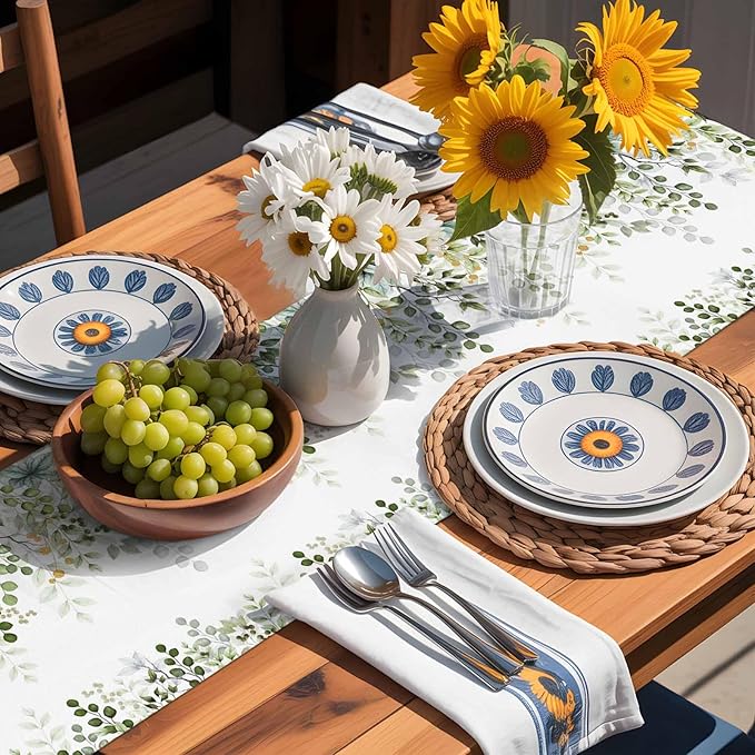 Sage Green Eucalyptus Cotton Linen Table Runner - Image 2