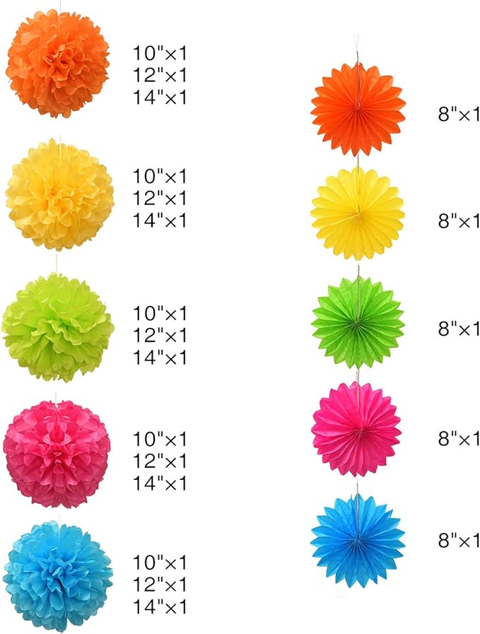 Paper Pom Poms Color Tissue Flowers Hanging Paper Fans Celebration Wedding - Image 2