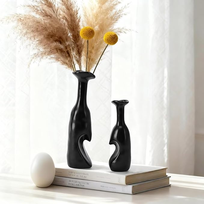 Heart Shaped Small Ceramic Vases Set of 2 Home Decor Boho Vase Modern Matte - Image 9