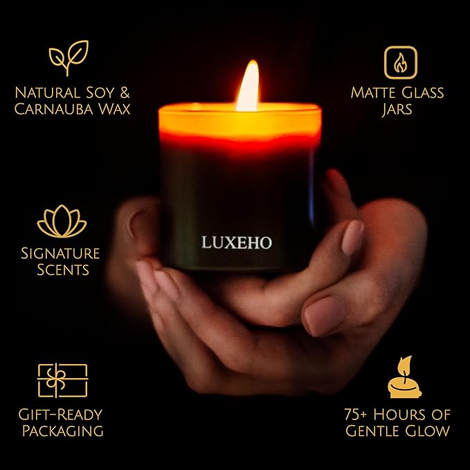 Luxury Scented Candle Gift Set 3-Pack | Champagne, Sandalwood & Amber | Clean - Image 7