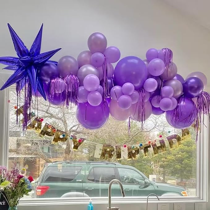 Purple Star Balloons 12pcs, 27/22 Inch Foil Star Explosion Balloons, Large - Image 6
