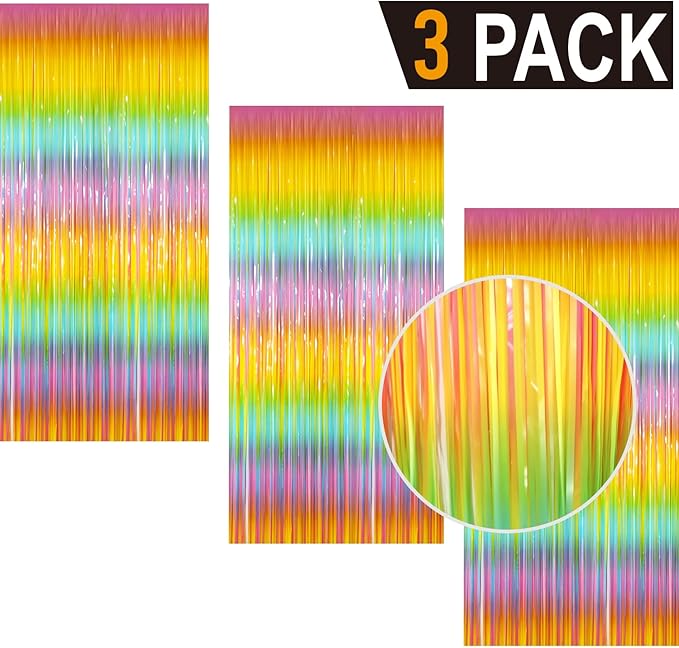 GOER 3.2 ft x 8.2 ft Metallic Tinsel Foil Fringe Curtains Party Photo Backdrop - Image 2