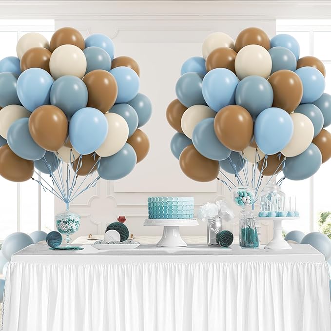 60pcs Blue and Brown Balloons 12inch - Image 8