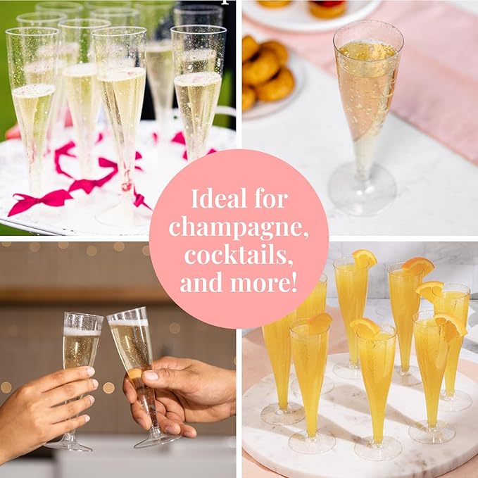 Prestee 24 Champagne Flutes Plastic - Image 6