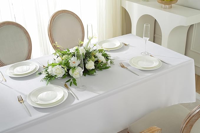 Craft And Party Rectangle Tablecloth, 70 x 90 Inch White Tablecloth, Polyester - Image 4