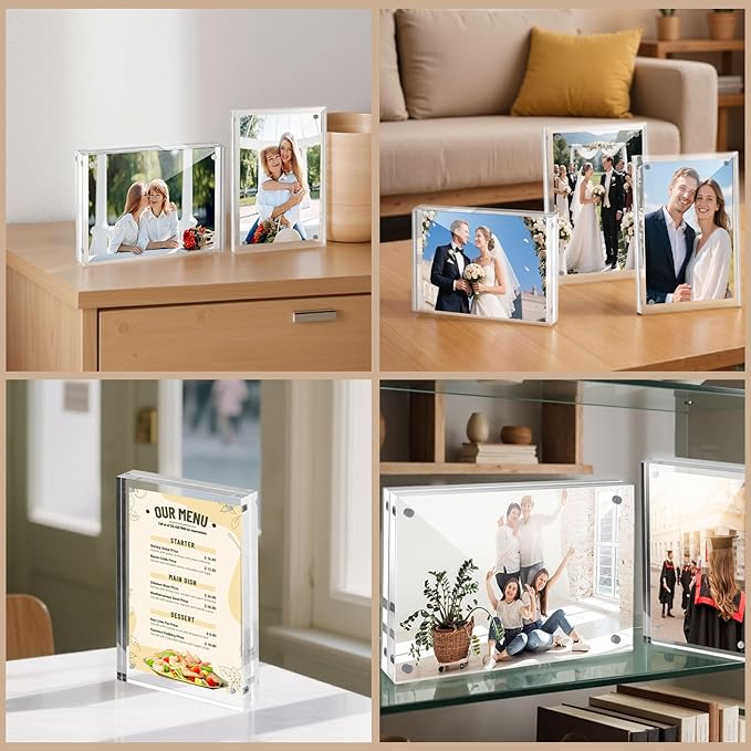 JOHOUSE 2 Pack 8 x 10 Acrylic Picture Frames, Double Sided Magnetic Photo - Image 8