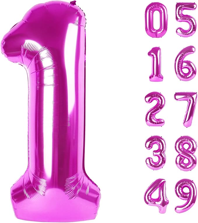 Rosy Purple Number 1 Balloon 40 inch, Number 1 Birthday Balloons by Upgesy