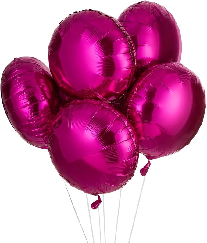 Hot Pink Round Balloon 18 Inches Foil Balloons Mylar Helium Balloons by Adeer