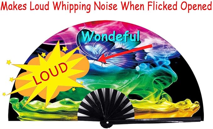 Amajiji Large Folding Hand Rave Fan Popping Fan - Image 6