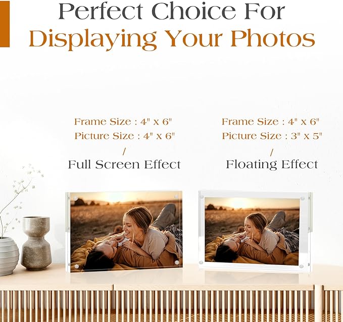 TWING 30 Pack 4 x 6 Acrylic Picture Frames, Magnet Double Sided Picture Frame - Image 3