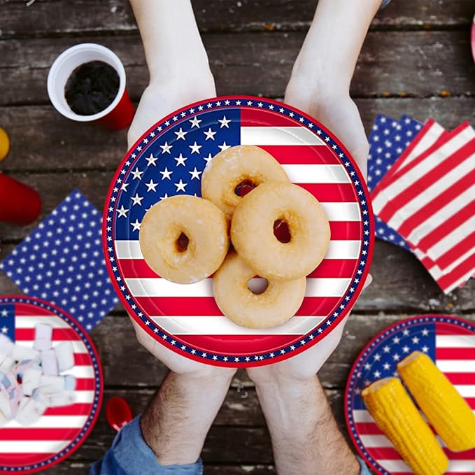 Gatherfun American Flag Patriotic Party Supplies Disposable Napkins and Paper - Image 6