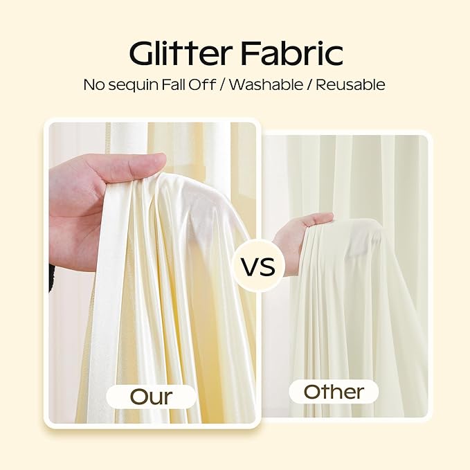 Champagne Glitter Backdrop Curtain - Image 3