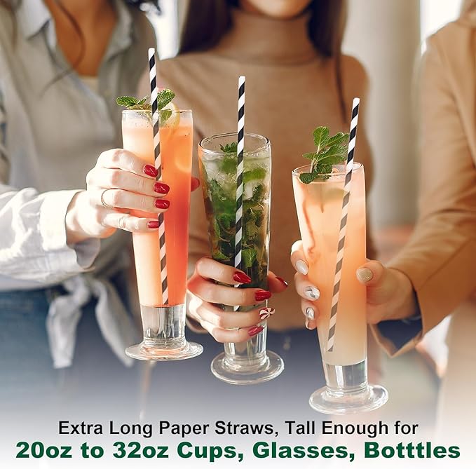 10.25" Long Disposable Paper Drinking Straws, 0.24" Diameter - Image 7