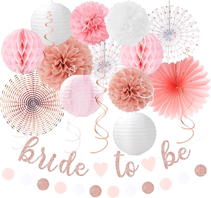 Light-Pink Rose-Gold Bachelorette Party-Decorations by Huglony