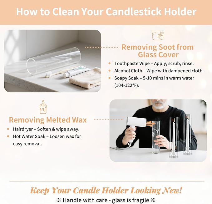 NUPTIO Candlestick Holder Bulk for Centerpiece: Set of 10 Hurricane Glass Taper - Image 7