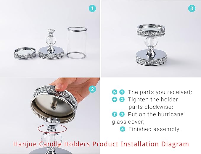 Hanjue Crystal Candle Holders for Pillar Candle, Metal Crystal Candle Holder - Image 9