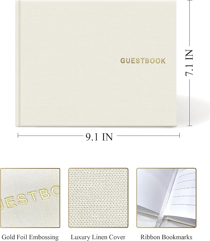 Elegant Linen Wedding Guset Book - Image 2