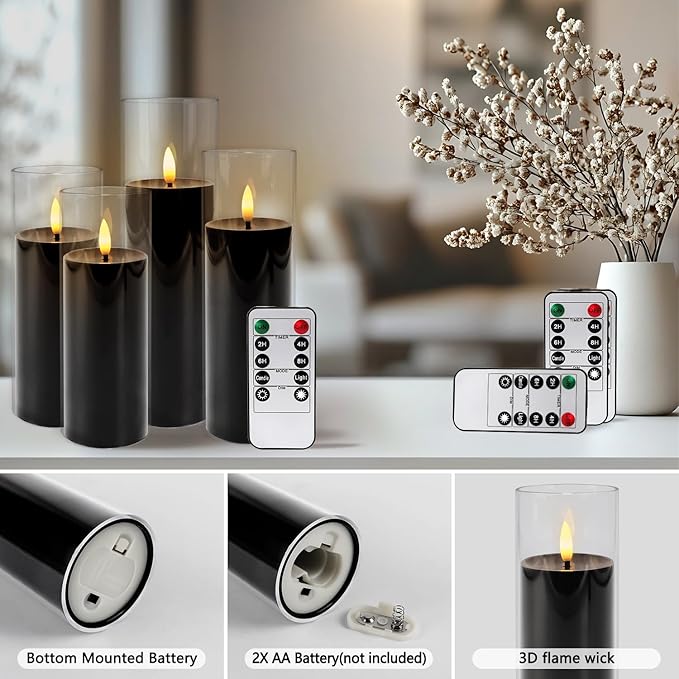 24Pack Black Flickering Flameless LED Candles - Image 4