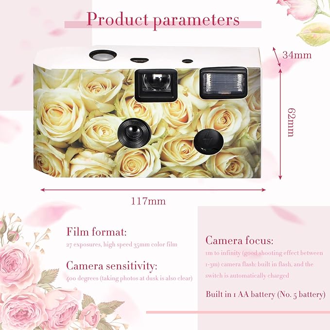 12 Pack Disposable Camera Bulk for Wedding 34 mm Single Use Film Camera - Image 4
