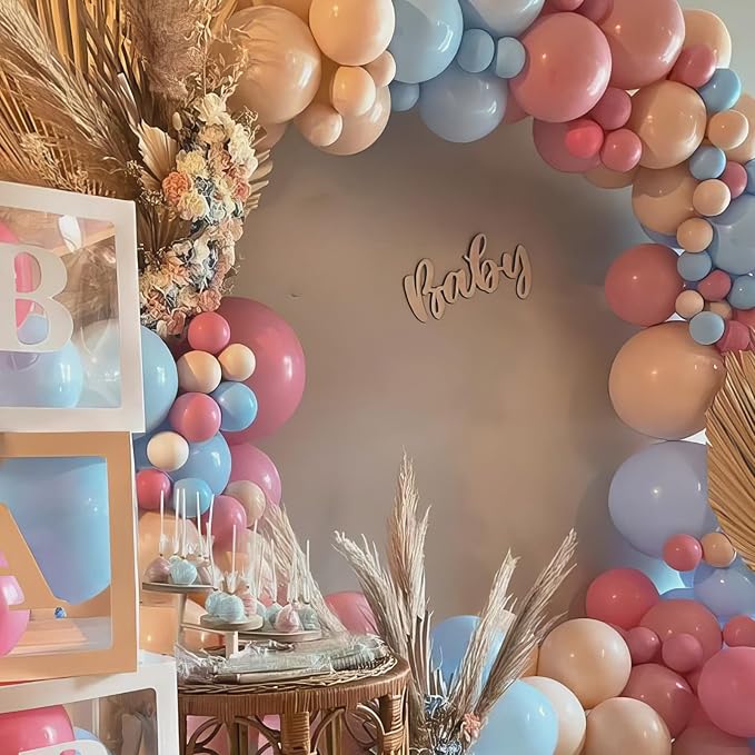 Dusty Pink Blue Balloons - Image 5