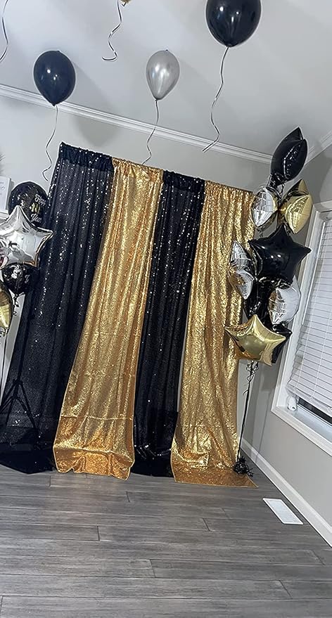 Black Sequin Backdrop Curtains 1 Panel 10FTx10FT Wedding Photo Backdrop Drapes - Image 8