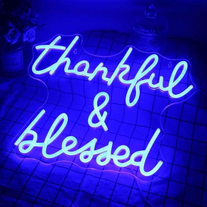 Thankful and Blessed Neon Sign Thanksgiving Led Sign Blessed Neon Lights Blue - Image 3