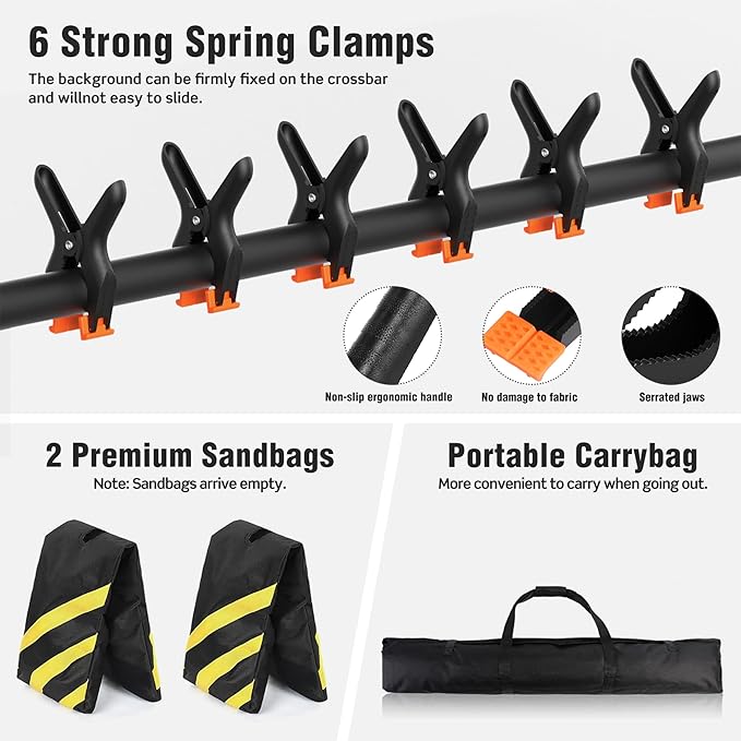 Backdrop Stand 10 x 7.5 FT for Photography Studio, Adjustable Photo Backdrop - Image 4