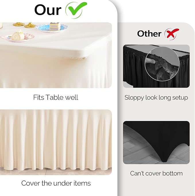 Wish Care 6 Pack Ivory Spandex Table Clothes - Image 7