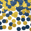 Gold and Blue Confetti Table Decoration by MOWO