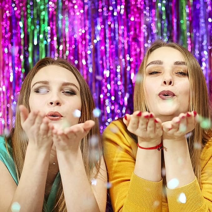 3 Pack Hot Pink Backdrop Curtain Birthday Party Decorations Tinsel Streamers - Image 5