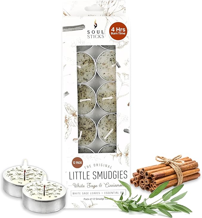 SOUL STICKS 12 Pack Little Smudgies Tealight Candles Smudge Candle by SoulSticks