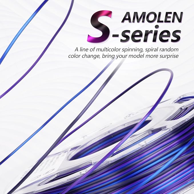 AMOLEN Silk PLA 3D Printer Filament Bundle, Shiny Fast Color Change 3D Printing - Image 2