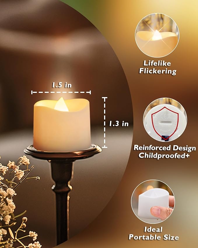 Homemory Timer Tea Lights Candles Battery Operated, 6H Timer Built-in, Auto On - Image 4