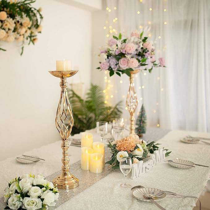 Wedding Centerpieces for Reception Tables, Twist Candleholder Stands, Flower - Image 2